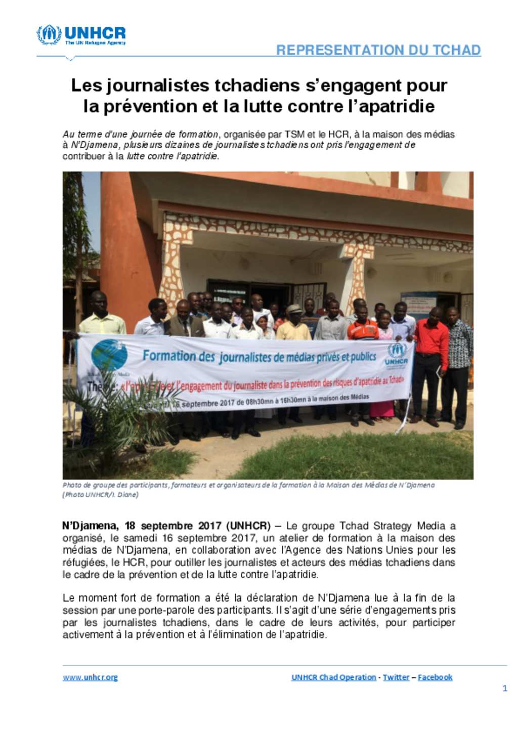 Document - Les Journalistes Tchadiens S'Engagent Pour La.