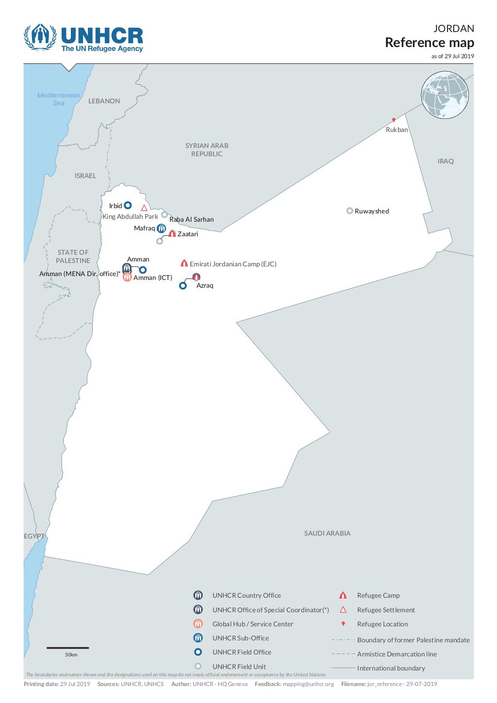 Document - Jordan - Reference map - 29 July 2019